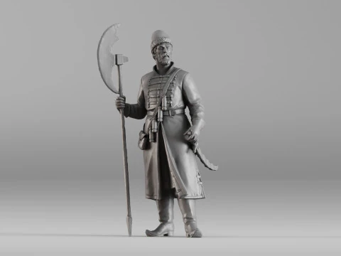 001640 Penjaga dengan Gambar Sejarah Pindaian 3D Tombak 3dp Model Cetak 3D