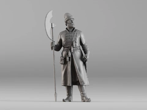 001640 Guard with Halberd 3D Scanned Historical Figure 3dp 3D Print Model