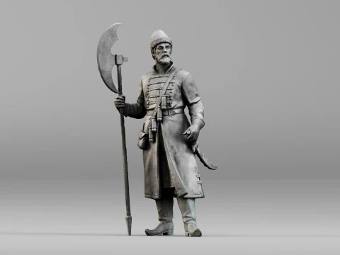 001640 Guard with Halberd 3D Scanned Historical Figure 3dp 3D Print Model
