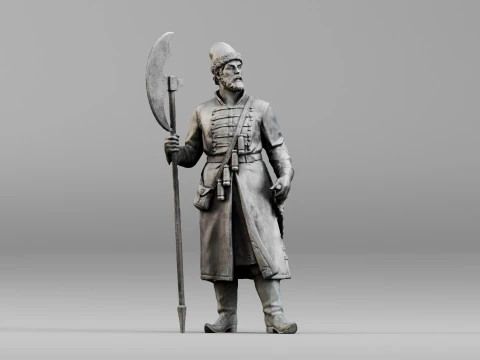 001640 Guard with Halberd 3D Scanned Historical Figure 3dp 3D Print Model