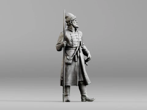 001640 Guard with Halberd 3D Scanned Historical Figure 3dp 3D Print Model