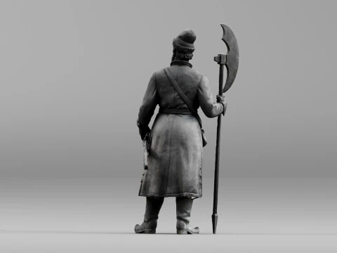 001640 Guard with Halberd 3D Scanned Historical Figure 3dp 3D Print Model