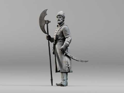 001640 Guard with Halberd 3D Scanned Historical Figure 3dp 3D printmodel