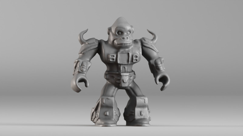 001641 Mecha Gorilla Warrior Stylized 3D Character for Printing V1 3dp 3Dプリントモデル .c4d .max .obj .3ds .fbx .stl .blend
