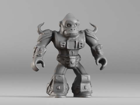 001641 Mecha Gorilla Warrior Stylized 3D Character for Printing V1 3dp 3D Print Model
