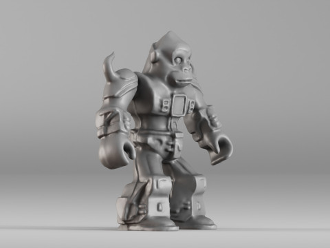 001641 Mecha Gorilla Warrior Stylized 3D Character for Printing V1 3dp 3Dプリントモデル