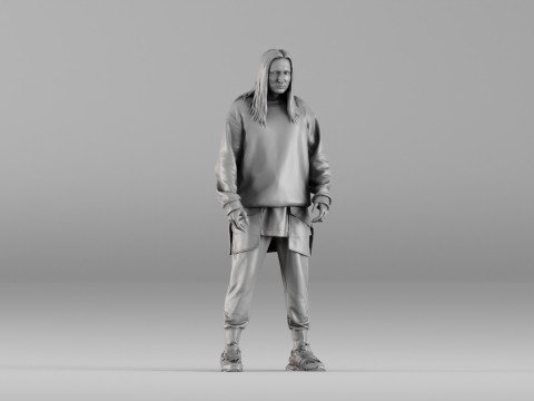 001646 Urban Style Male Realistic 3D Scanned Character 3Dプリントモデル