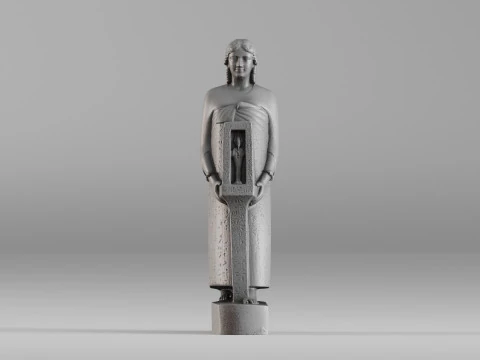 001647 Ancient Egyptian Priest High-Detail 3D Scanned Statue 3D Print Model
