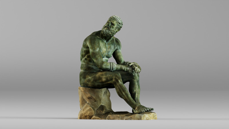 001648 Seated Ancient Greek Boxer 3D Print Model .c4d .max .obj .3ds .fbx .stl .blend 