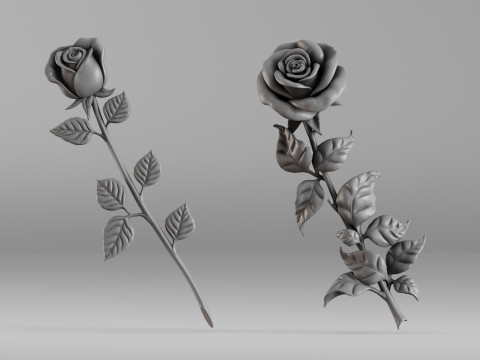 001649 Two Rose Variations 3D Print Model 3D Print Model