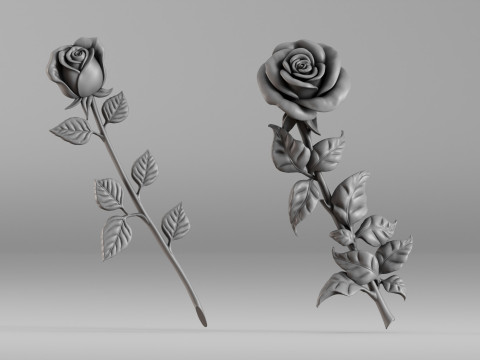 001649 Two Rose Variations 3D Print Model 3D Print Model