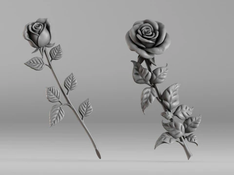001649 Two Rose Variations 3D Print Model 3D Print Model