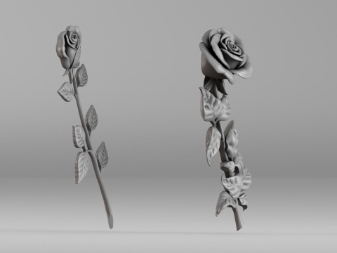 001649 Two Rose Variations 3D Print Model 3D Print Model