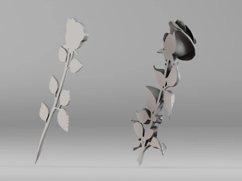 001649 Two Rose Variations 3D Print Model 3D Print Model