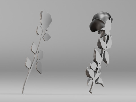 001649 Two Rose Variations 3D Print Model 3D Print Model