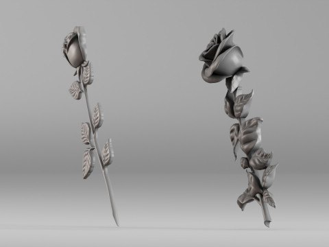 001649 Two Rose Variations 3D Print Model 3D Print Model