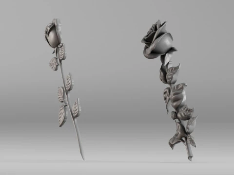 001649 Two Rose Variations 3D Print Model 3D Print Model