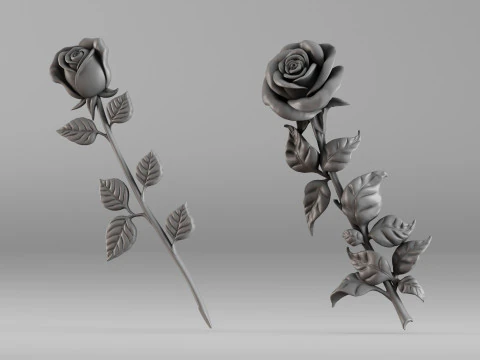 001649 Two Rose Variations 3D Print Model 3D Print Model