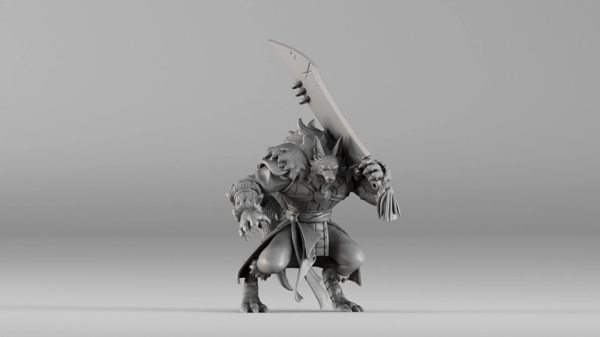 S00031 Werewolf Champion with Sword 3dp 3D Print Model .c4d .max .obj .3ds .fbx .stl .blend