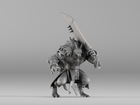 S00031 Werewolf Champion with Sword 3dp Modello di stampa 3D