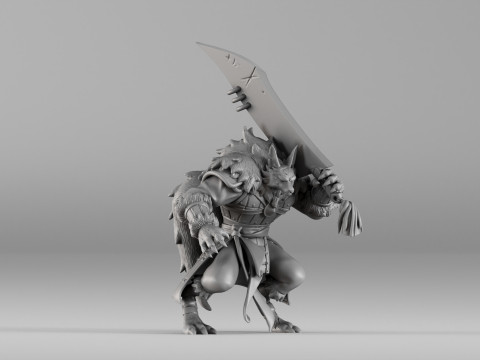 S00031 Werewolf Champion with Sword 3dp 3D printmodel