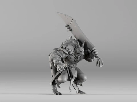 S00031 Werewolf Champion with Sword 3dp 3D Print Model