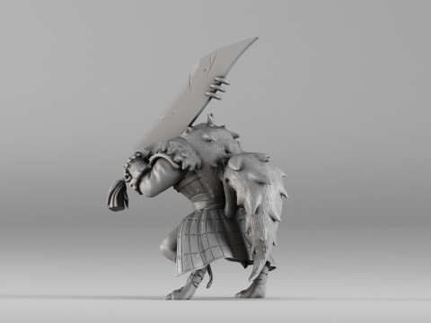 S00031 Werewolf Champion with Sword 3dp 3D printmodel