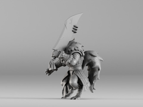 S00031 Werewolf Champion with Sword 3dp 3D printmodel