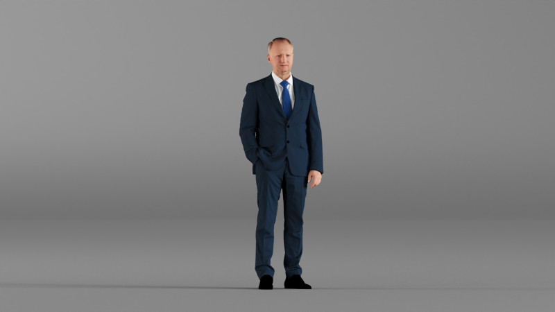 S00033 Businessman in Blue Suit 3D printmodel .c4d .max .obj .3ds .fbx .stl .blend