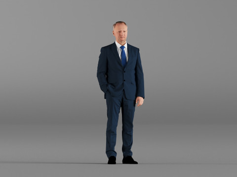 S00033 Businessman in Blue Suit Modello di stampa 3D