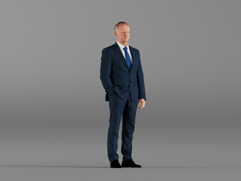 S00033 Businessman in Blue Suit 3D printmodel