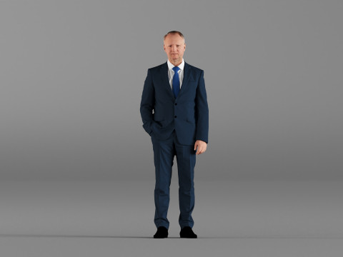 S00033 Businessman in Blue Suit 3D printmodel