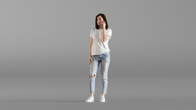 S00028 Young Woman Talking on Phone 3D Model .c4d .max .obj .3ds .fbx .stl .blend 