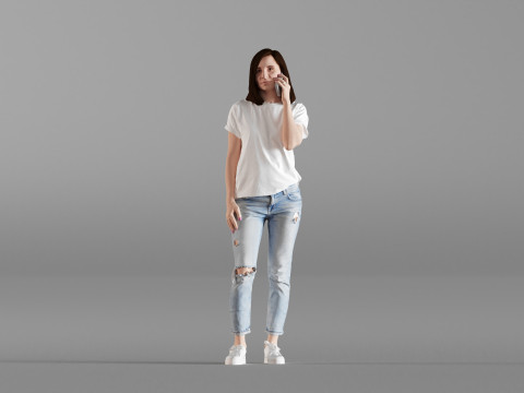 S00028 Young Woman Talking on Phone 3D Model