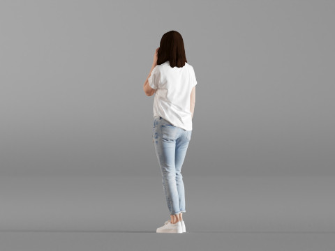 S00028 Young Woman Talking on Phone 3D Model