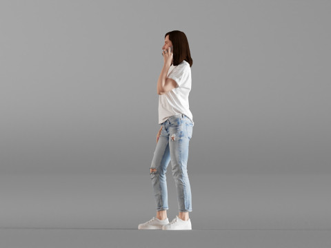 S00028 Young Woman Talking on Phone 3D Model