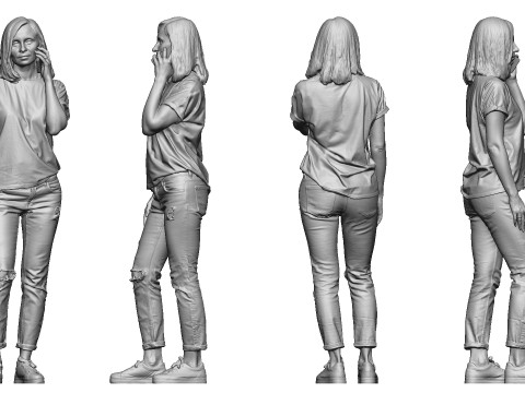 S00028 Young Woman Talking on Phone 3D Model