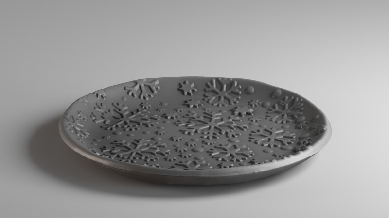 S00108 Decorative Plate with Embossed Snowflake Pattern 3D Принт Модель .c4d .max .obj .3ds .fbx .stl .blend
