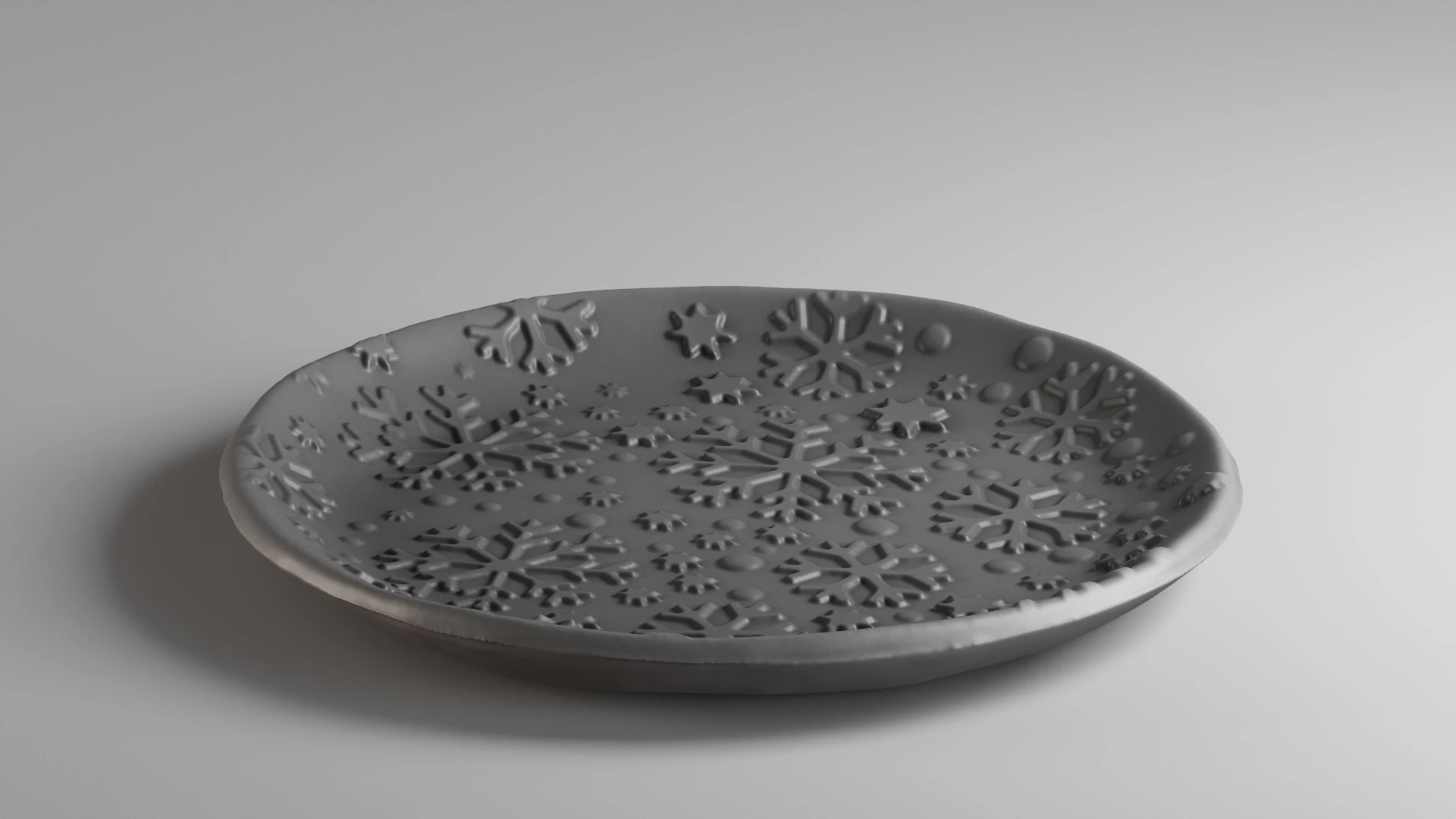 S00108 Decorative Plate with Embossed Snowflake Pattern 3D Print Model .c4d .max .obj .3ds .fbx .stl .blend