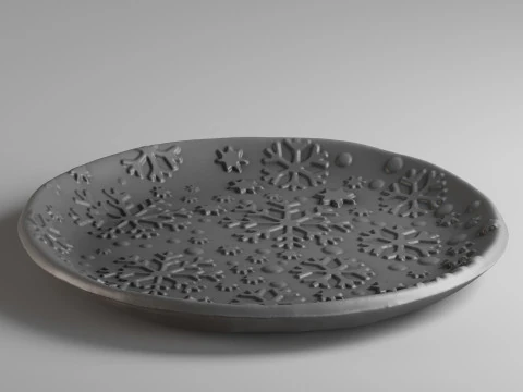 S00108 Decorative Plate with Embossed Snowflake Pattern 3D Print Model