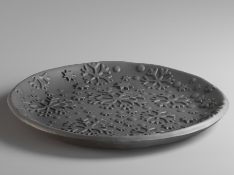 S00108 Decorative Plate with Embossed Snowflake Pattern 3D Принт Модель