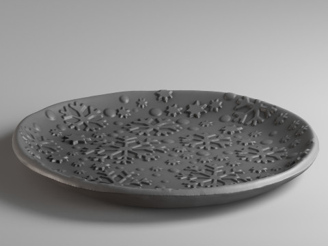 S00108 Decorative Plate with Embossed Snowflake Pattern 3D Принт Модель