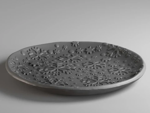 S00108 Decorative Plate with Embossed Snowflake Pattern 3D Print Model