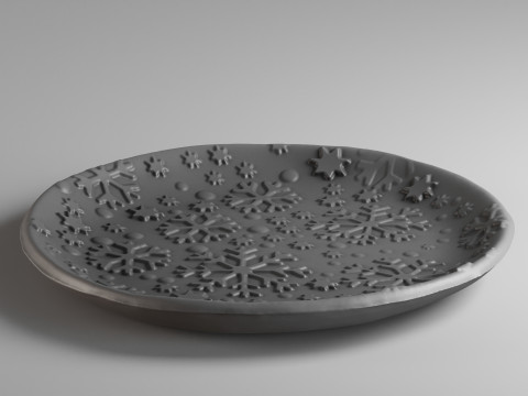 S00108 Decorative Plate with Embossed Snowflake Pattern 3D Принт Модель
