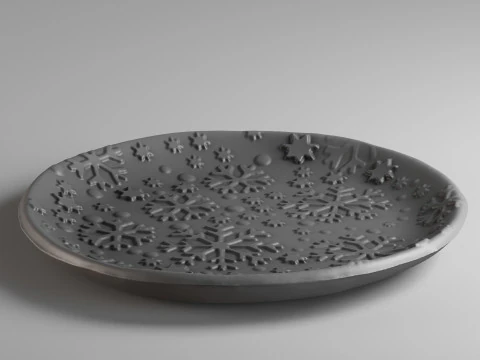 S00108 Decorative Plate with Embossed Snowflake Pattern 3D Print Model