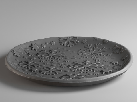 S00108 Decorative Plate with Embossed Snowflake Pattern 3D Принт Модель