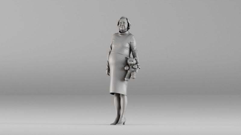 S00092 Pregnant Woman Holding Teddy Bear 3D Print Model .c4d .max .obj .3ds .fbx .stl .blend 