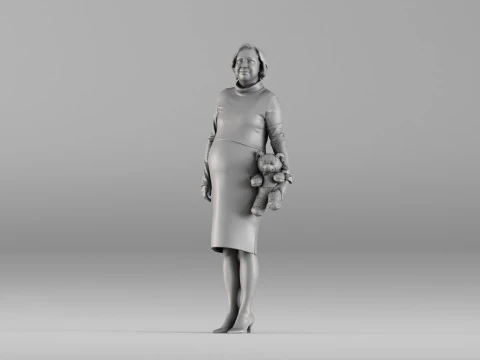 S00092 Mulher gr&aacute;vida segurando ursinho de pel&uacute;cia Modelo de Impressão 3D