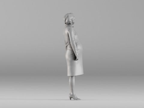 S00092 Pregnant Woman Holding Teddy Bear 3D Print Model
