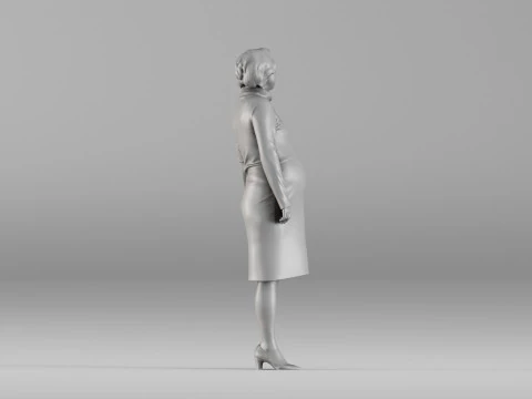 S00092 Pregnant Woman Holding Teddy Bear 3D Print Model